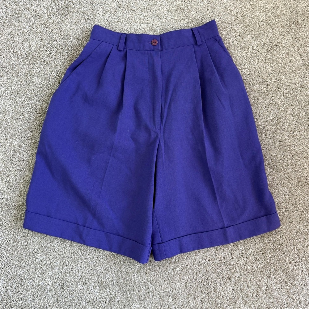 Vintage H.I.S Shorts Womens 6 Purple Pleated Relaxed Summer Casual USA Made